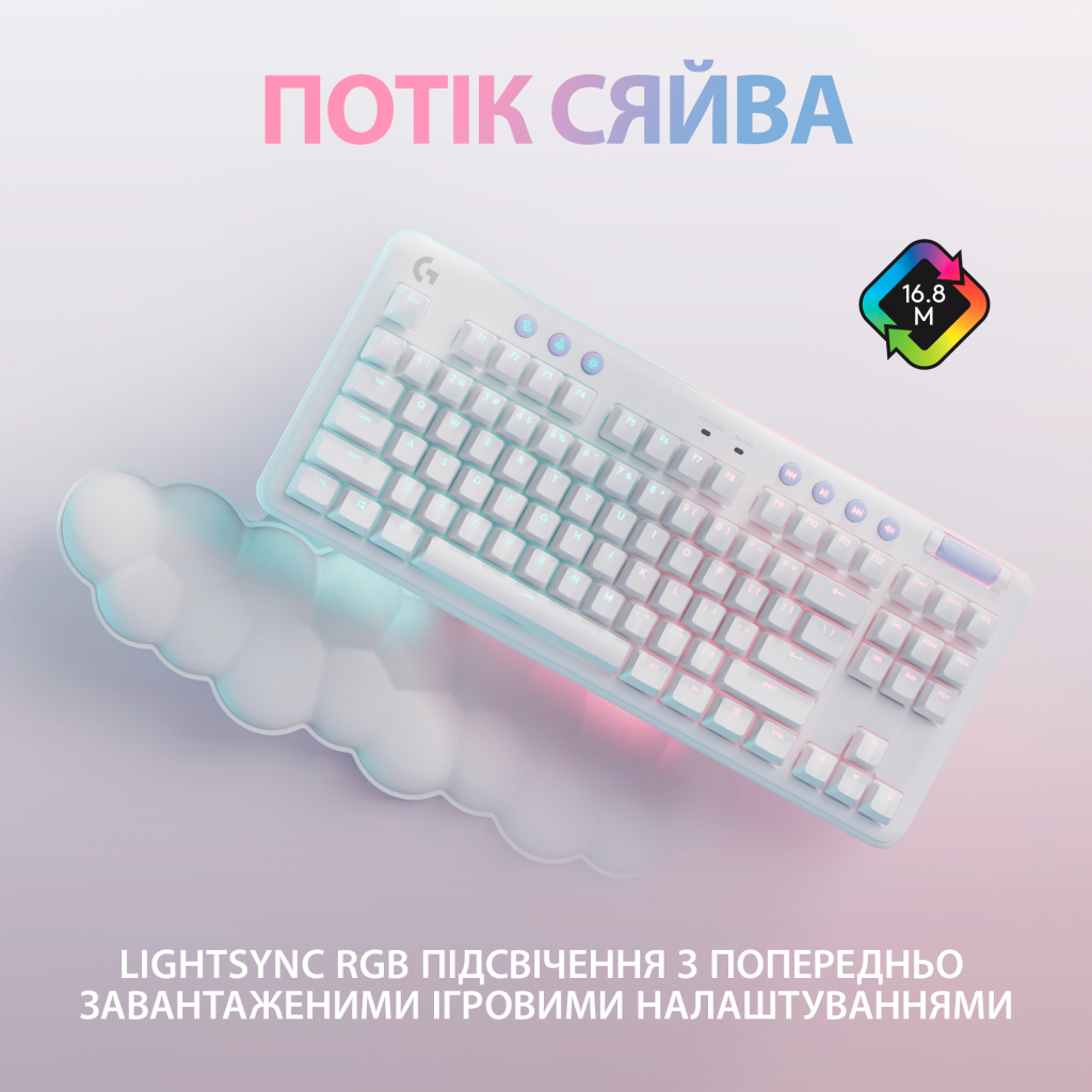 Клавиатура Logitech G715 Aurora Wireless Gaming GX Brown Lightspeed/Bluetooth UA Off-White (920-010465) - 3