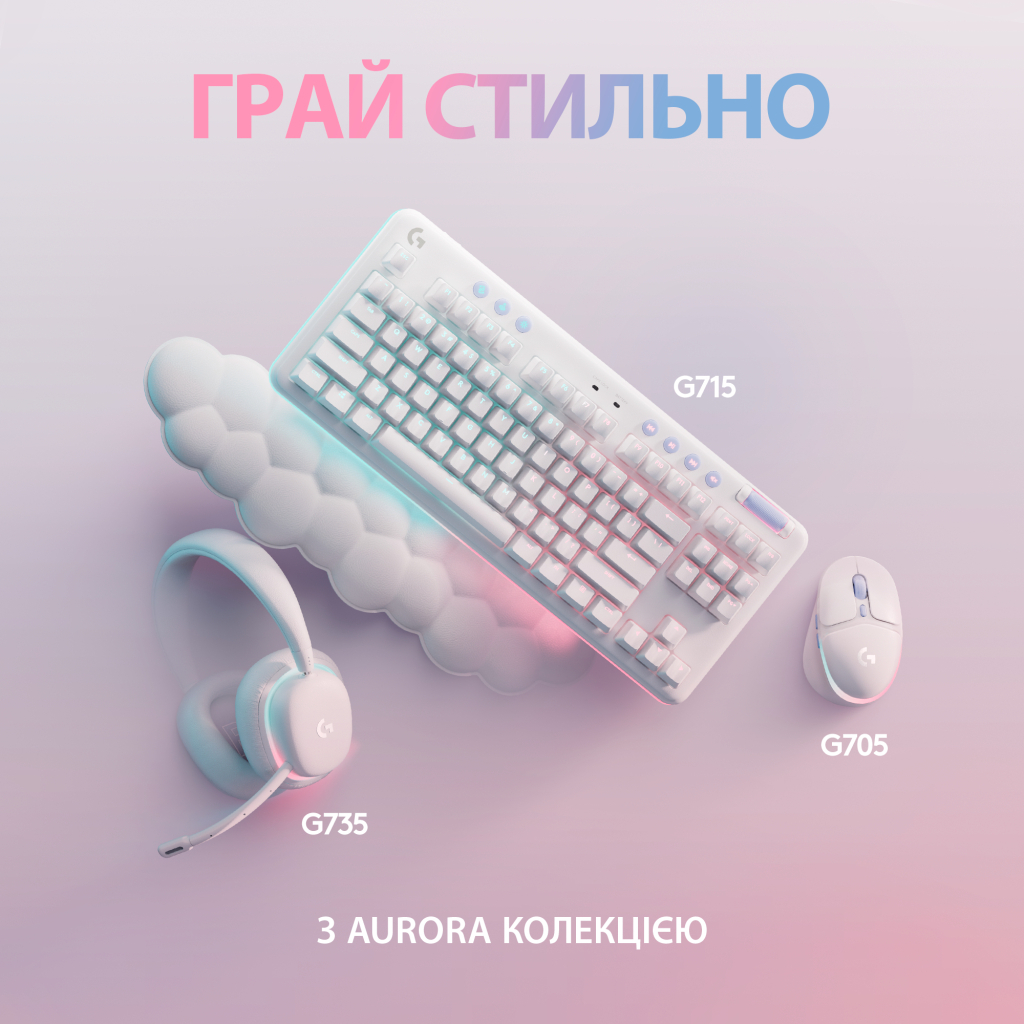 Клавиатура Logitech G715 Aurora Wireless Gaming GX Brown Lightspeed/Bluetooth UA Off-White (920-010465) - 7