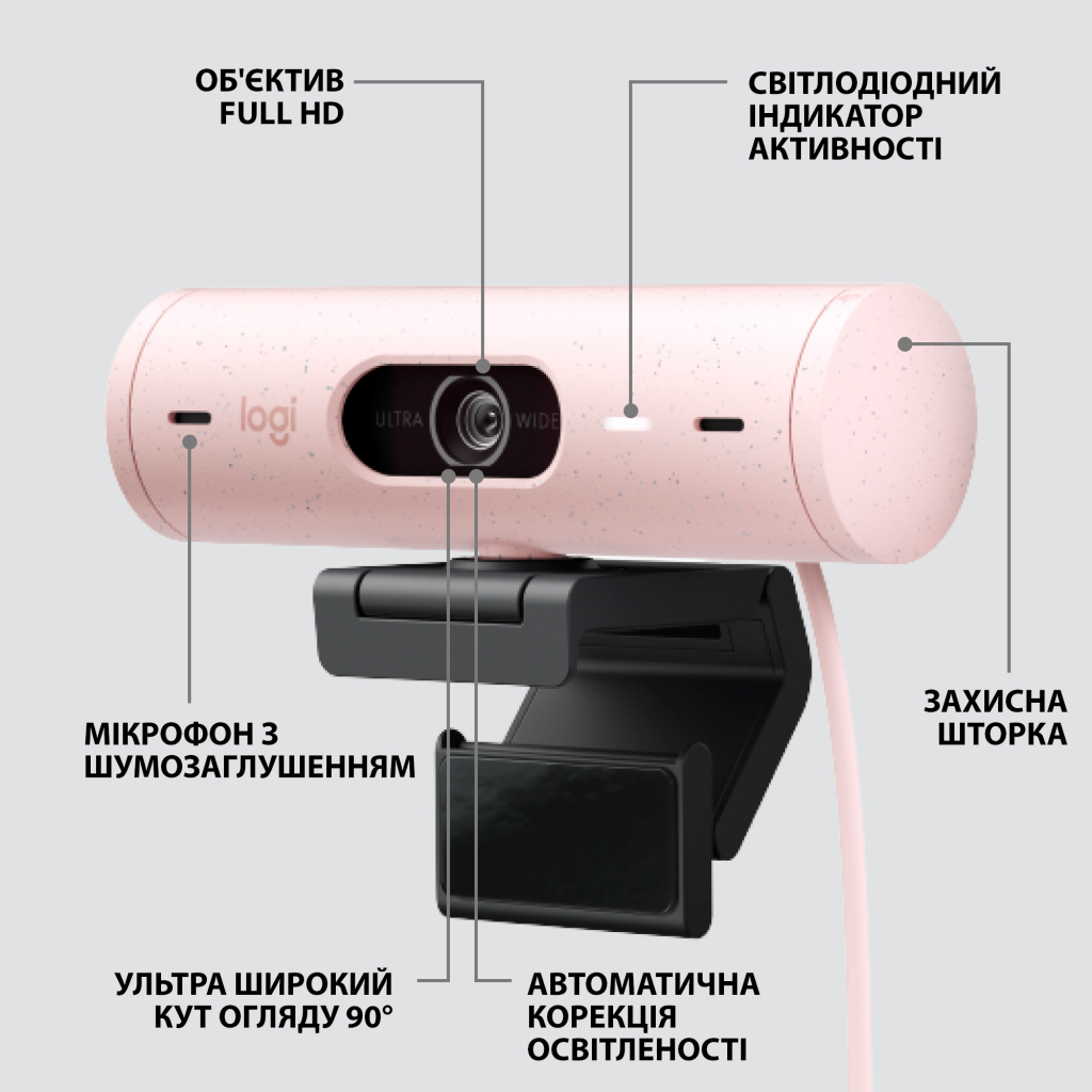 Веб-камера Logitech Brio 500 Rose (960-001421) - 5
