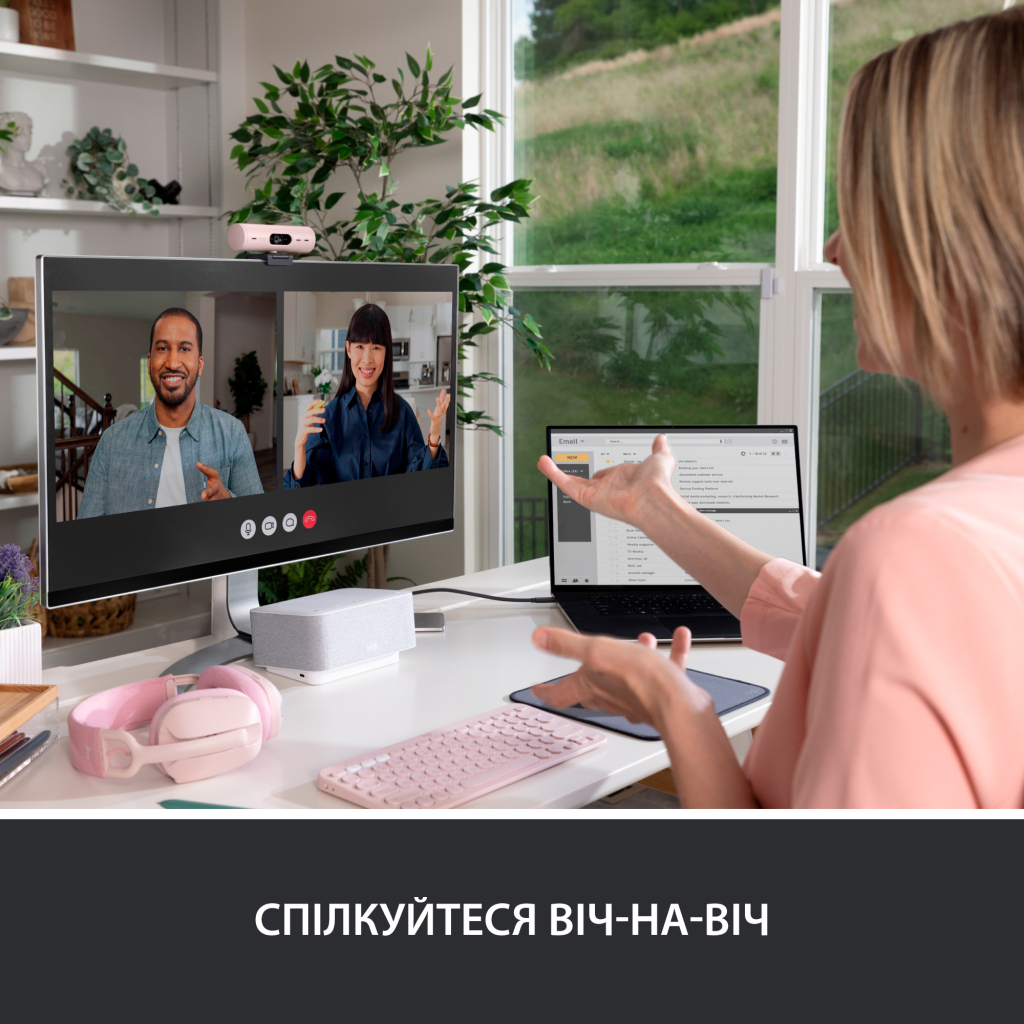 Веб-камера Logitech Brio 500 Rose (960-001421) - 8