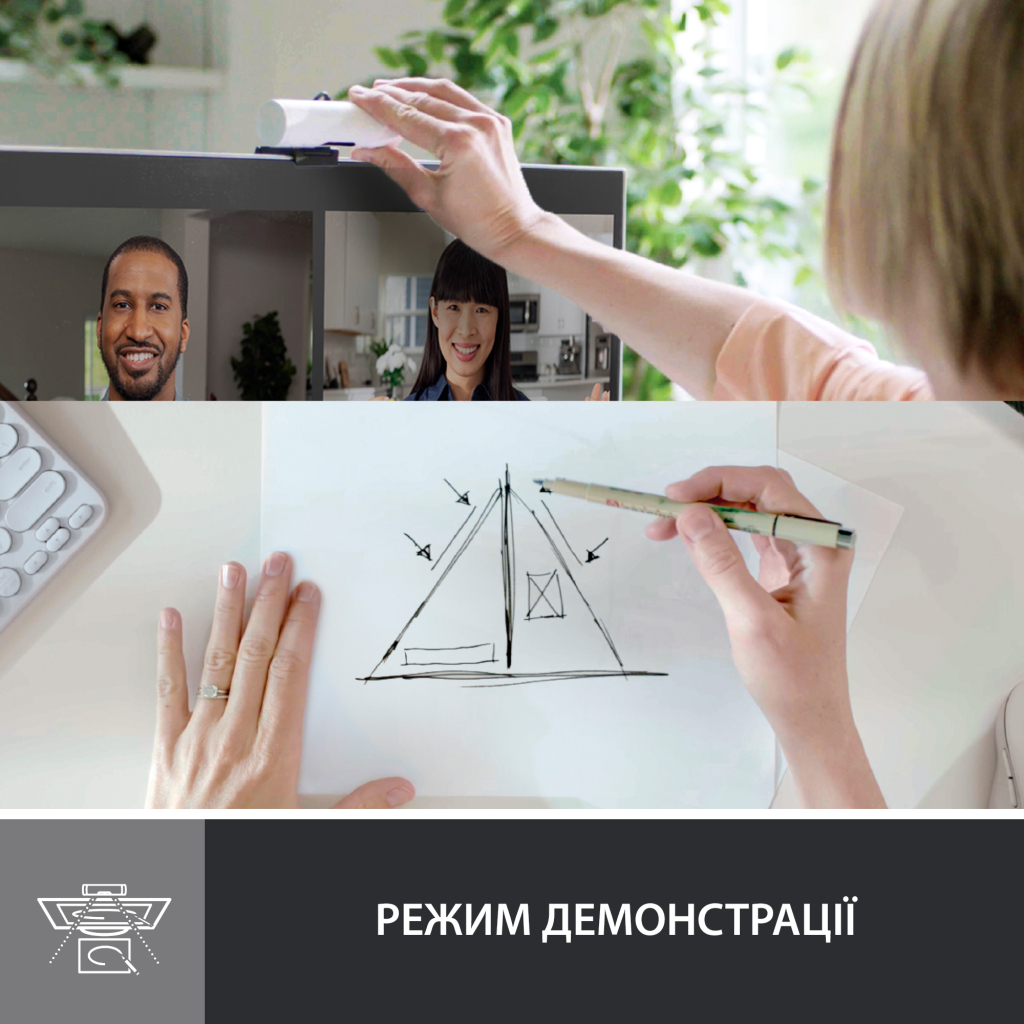 Веб-камера Logitech Brio 500 Off-White (960-001428) - 7