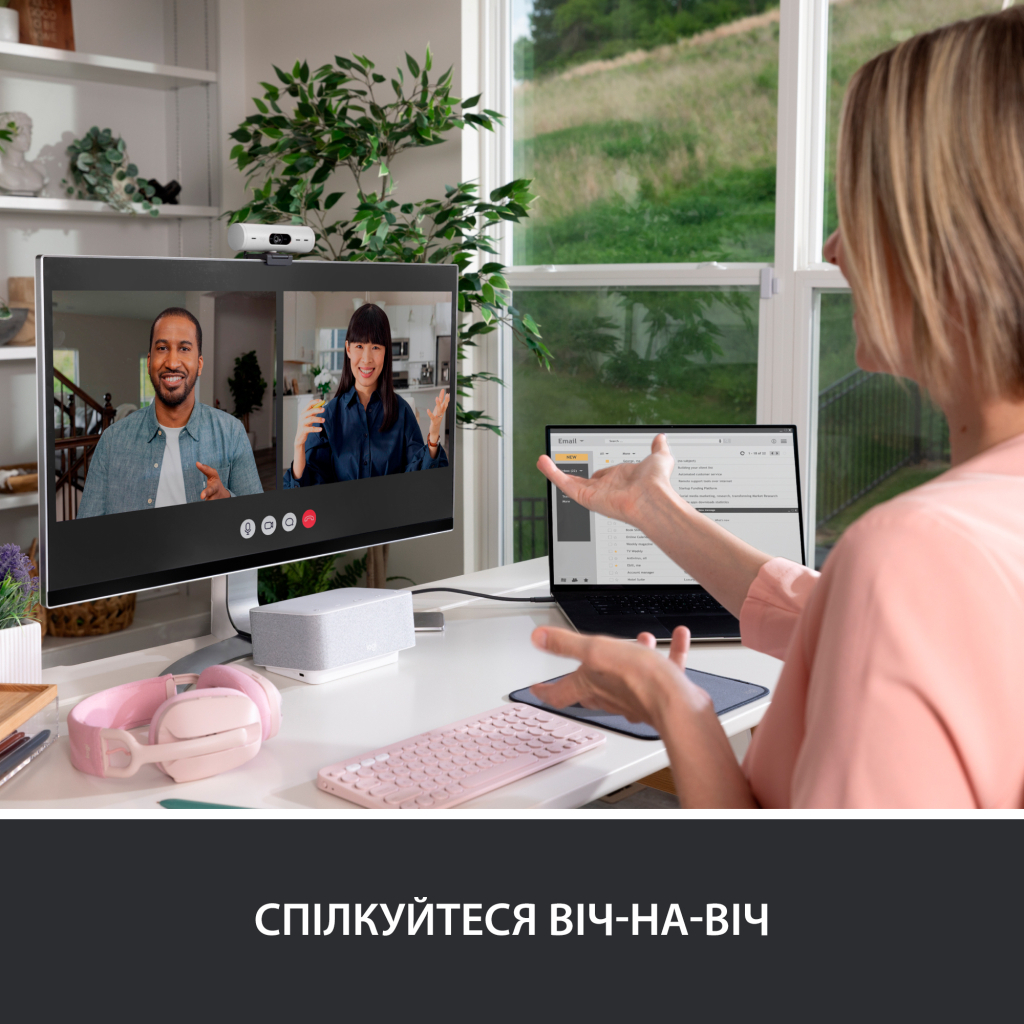 Веб-камера Logitech Brio 500 Off-White (960-001428) - 8