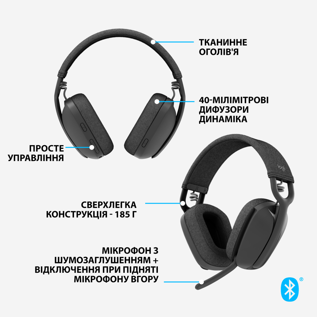 Наушники Logitech Zone Vibe 100 Wireless Graphite (981-001213) - 5