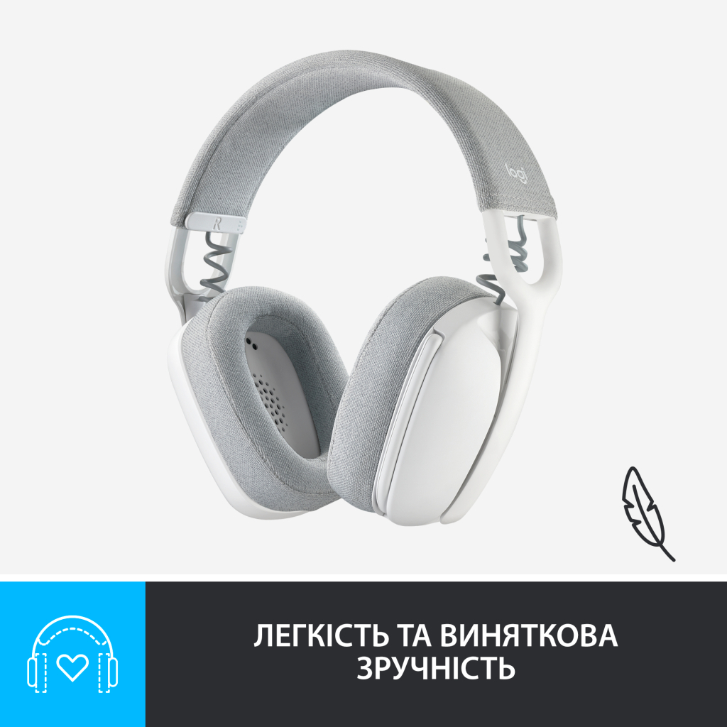 Наушники Logitech Zone Vibe 100 Wireless Off-White (981-001219) - 6