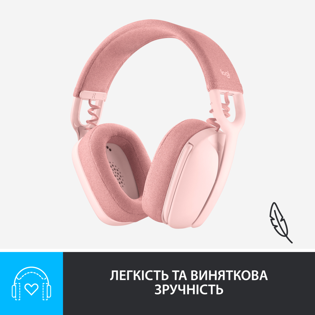 Наушники Logitech Zone Vibe 100 Wireless Rose (981-001224) - 6