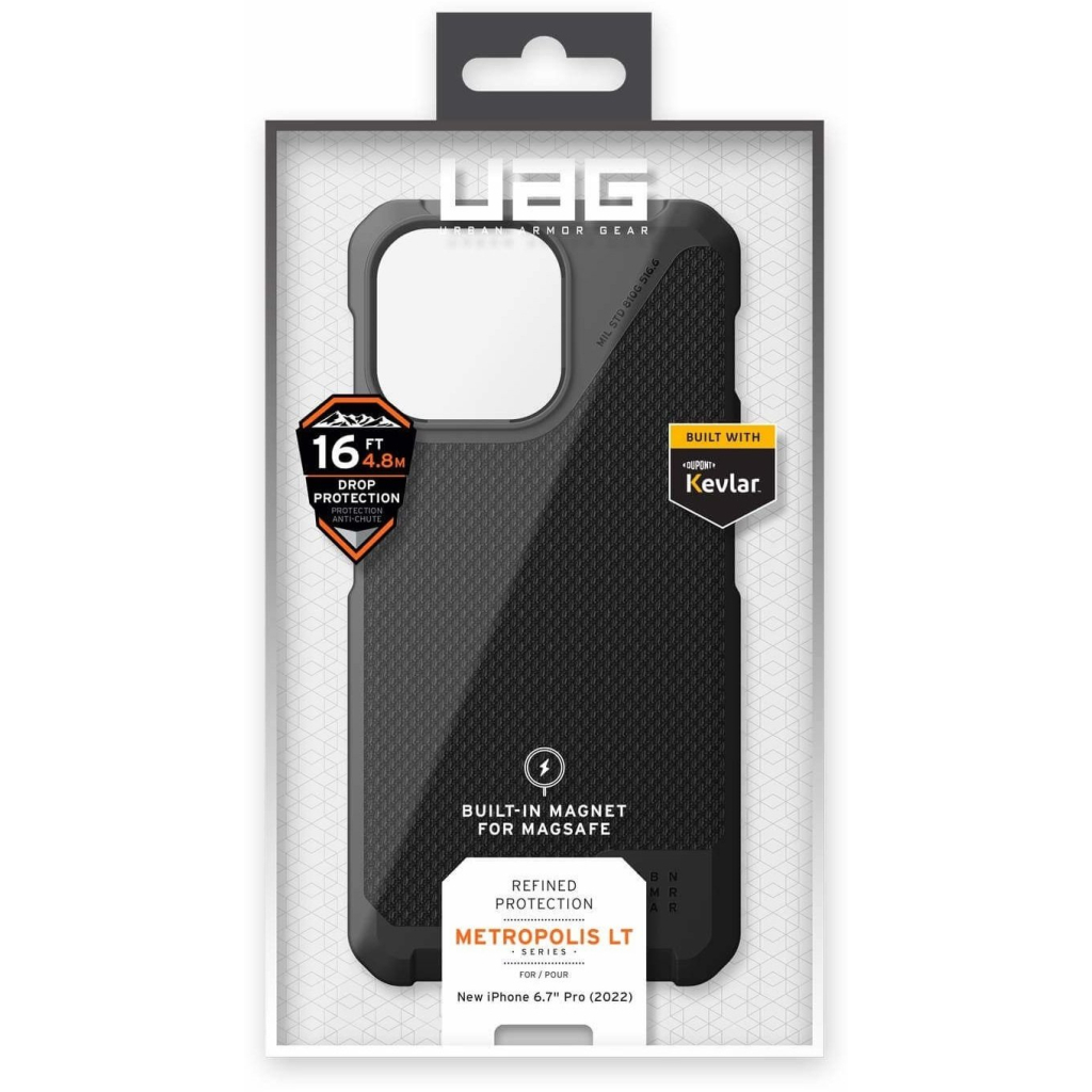 Чехол для моб. телефона Uag Apple iPhone 14 Pro Max Metropolis LT Magsafe, Kevlar Black (114051113940) - 8
