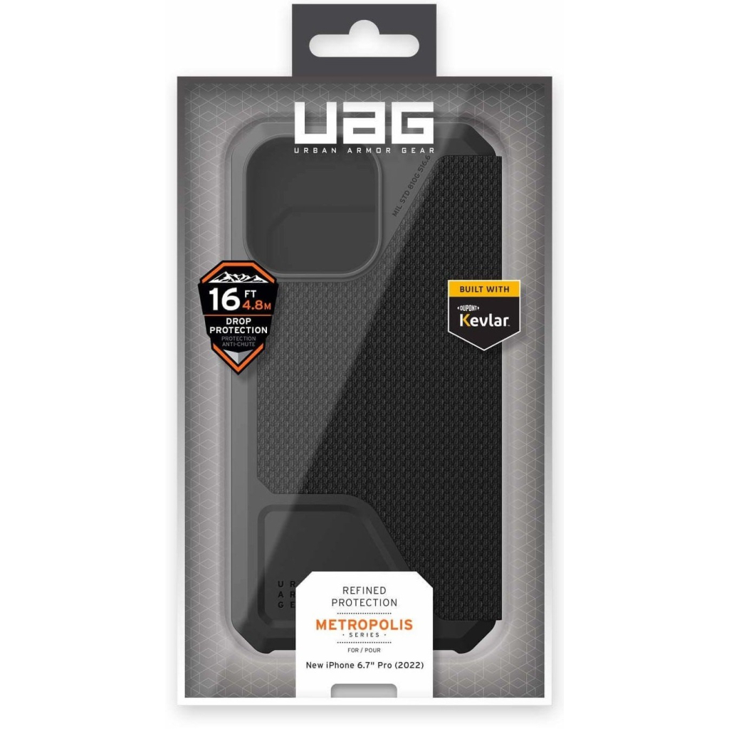Чехол для моб. телефона Uag Apple iPhone 14 Pro Max Metropolis, Kevlar Black (114047113940) - 10
