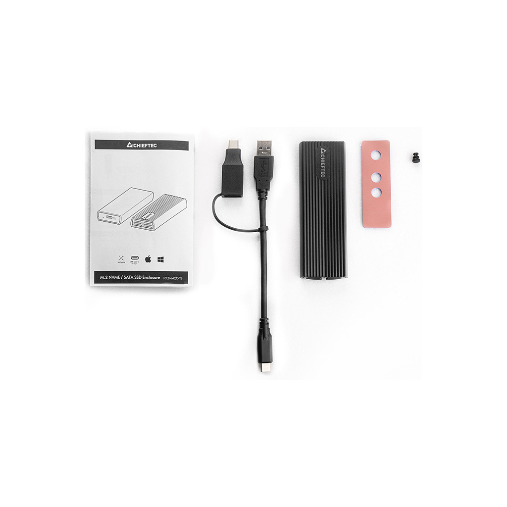 Карман внешний Chieftec USB 3.2 Gen2 Type-C M.2 PCIe NVMe/SATA SSD (CEB-M2C-TL) - 4