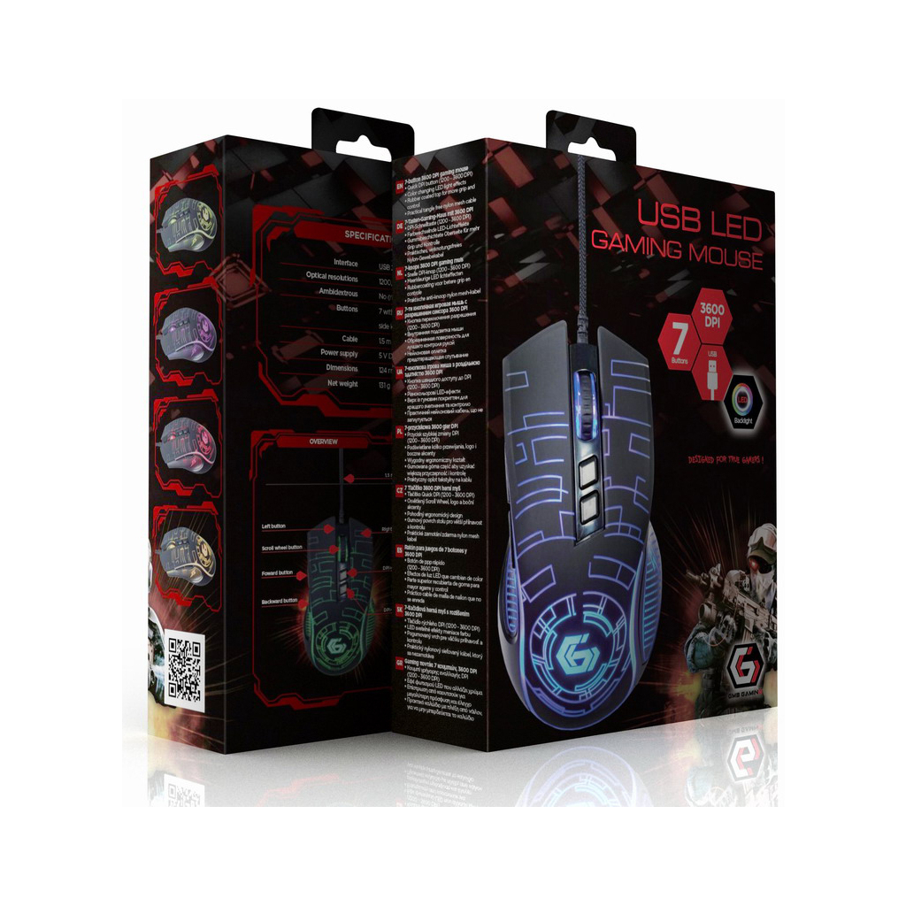 Мышка Gembird MUSG-RGB-01 USB Black (MUSG-RGB-01) - 6