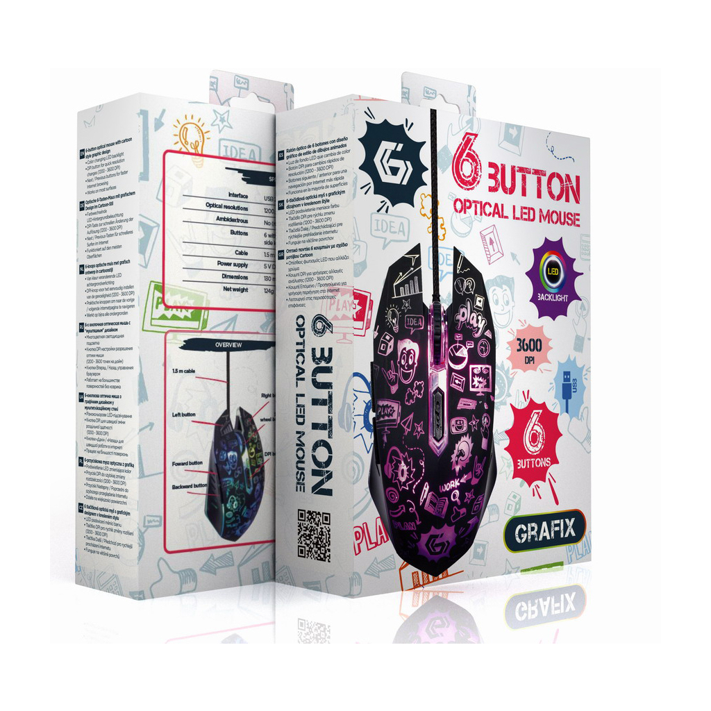 Мышка Gembird MUS-6B-GRAFIX-01 USB Black (MUS-6B-GRAFIX-01) - 8