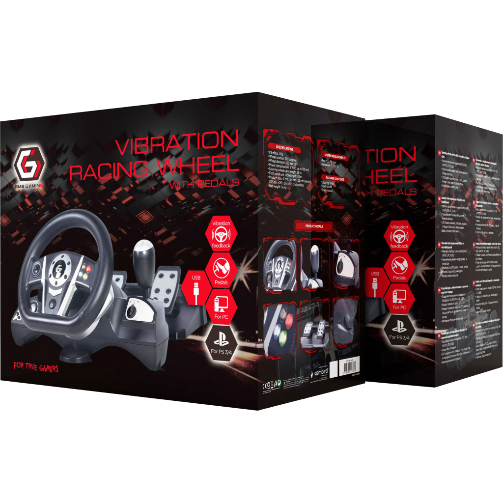 Руль Gembird STR-M-01 PC/PS3/PS4/Nintendo Black (STR-M-01) - 6