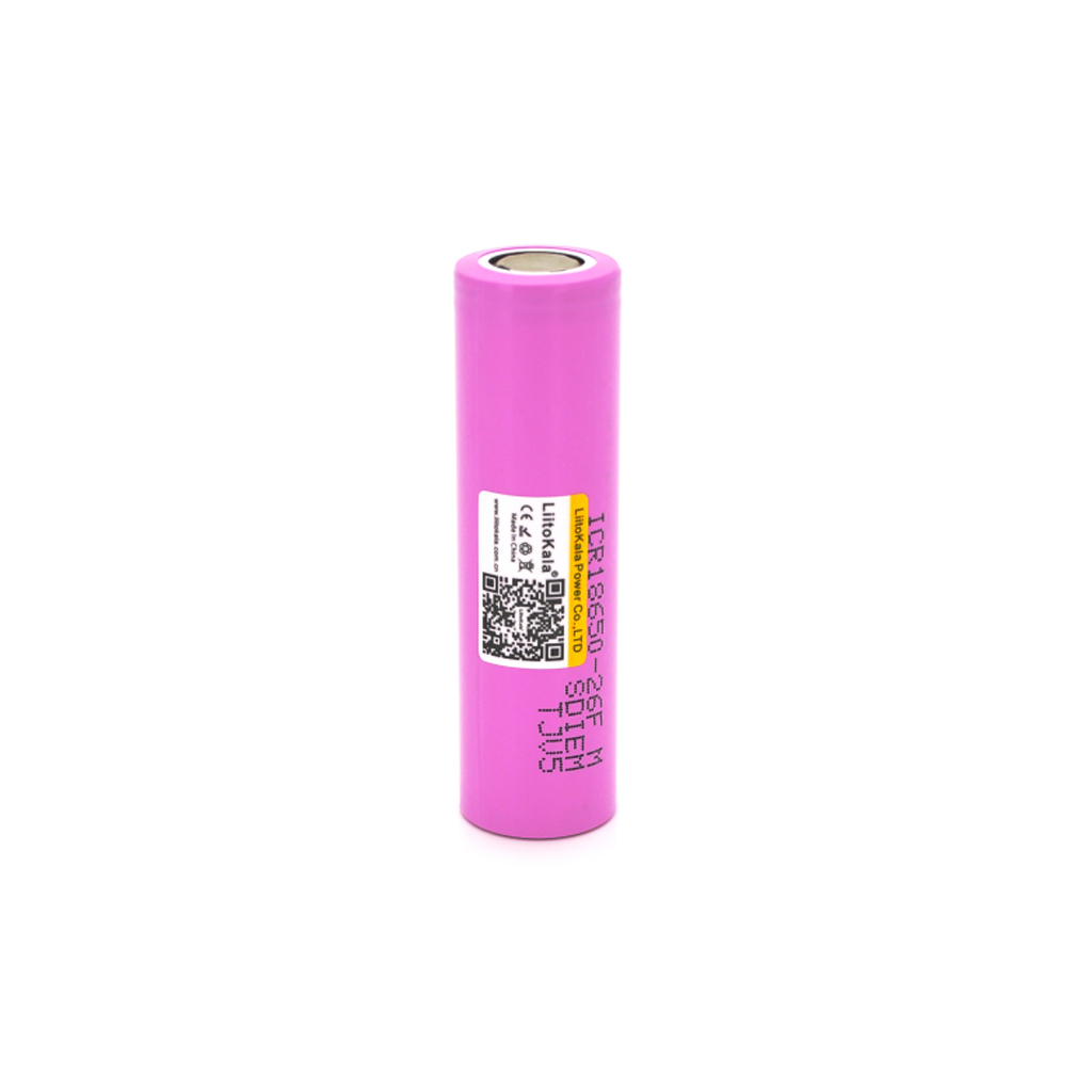 Аккумулятор 18650 Li-Ion 2600mah (2450-2650mah), 3.7V (2.75-4.2V), pink, PVC BOX Liitokala (Lii-26FM)