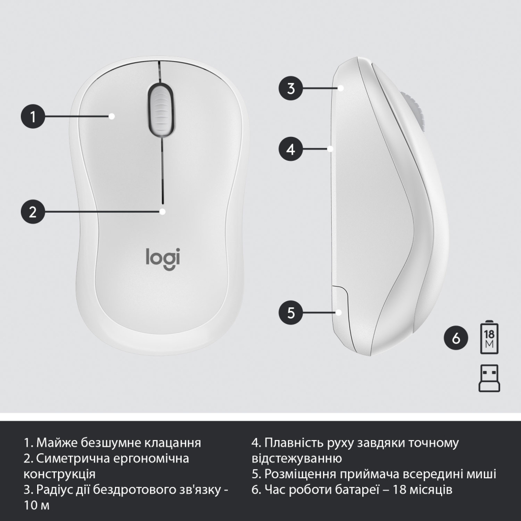 Комплект Logitech MK295 Silent UA Off-White (920-009824) - 6
