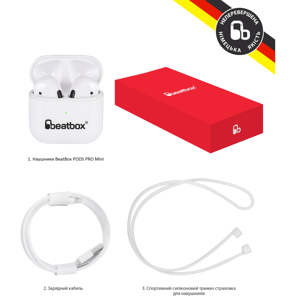 Наушники BeatBox PODS PRO Mini White (bbppromw) - 5 Наушники BeatBox PODS PRO Mini White (bbppromw) - 5