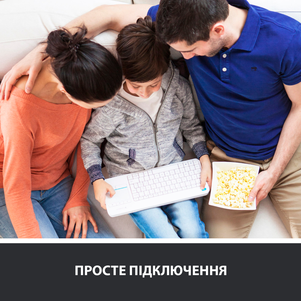 Клавиатура Logitech K400 Plus Touch Wireless UA White (920-007146) - 4