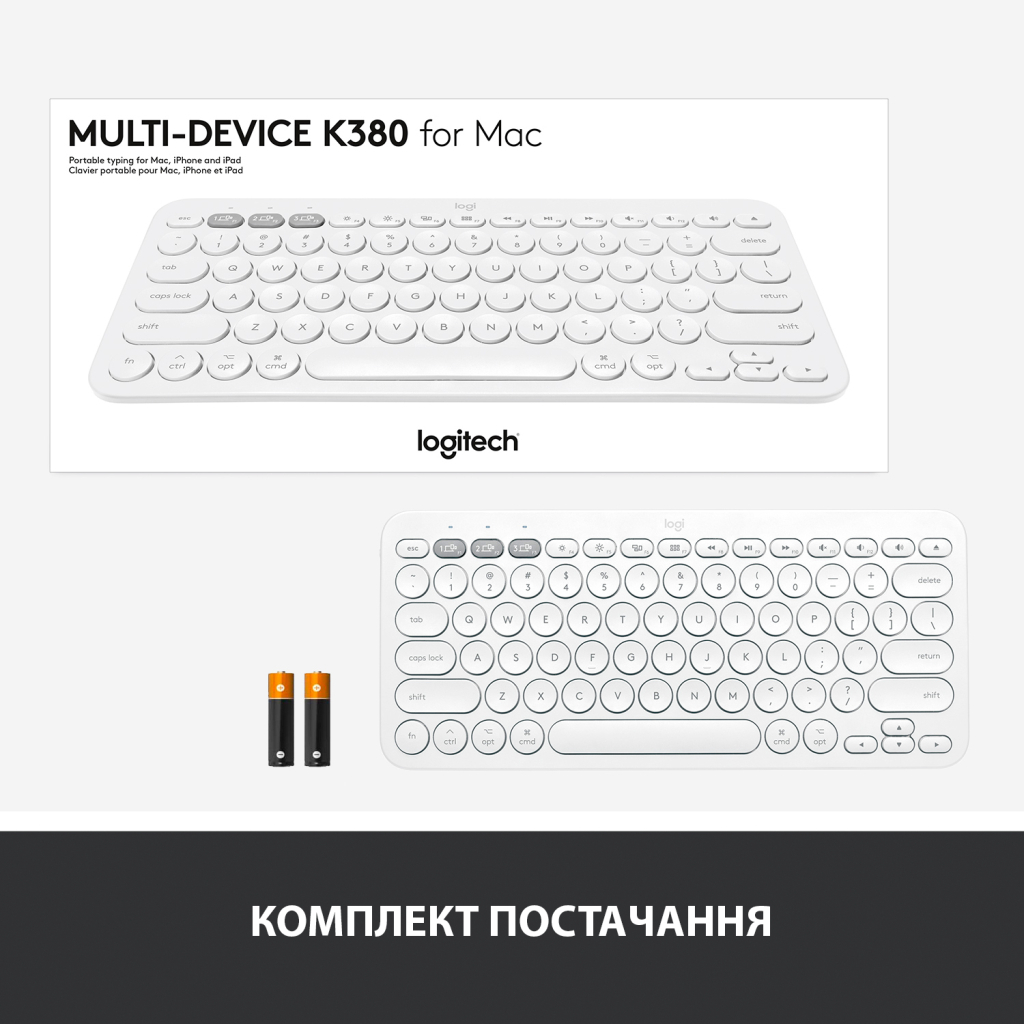 Клавиатура Logitech K380 for MAC Multi-Device Bluetooth UA Off-White (920-010407) - 8