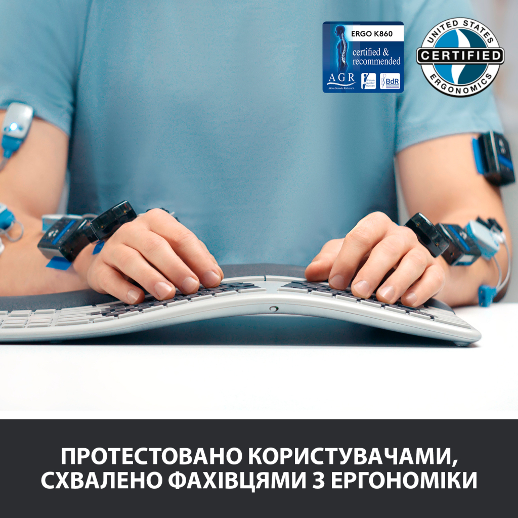 Клавиатура Logitech ERGO K860 Bluetooth/Wireless UA Black (920-010108) - 5