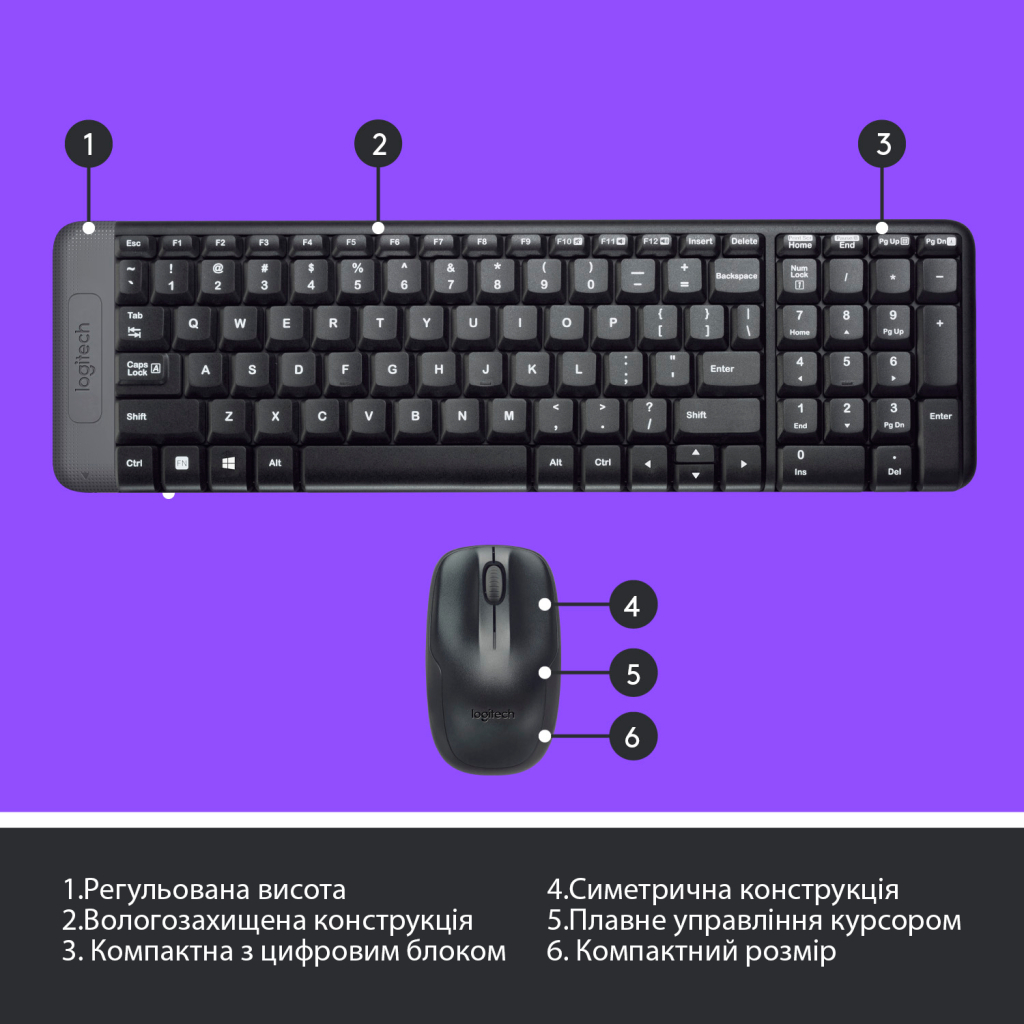 Комплект Logitech MK220 Wireless UA Black (920-003168) - 5
