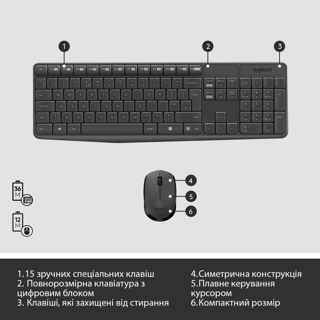 Комплект Logitech MK235 Wireless UA (920-007931) - 5