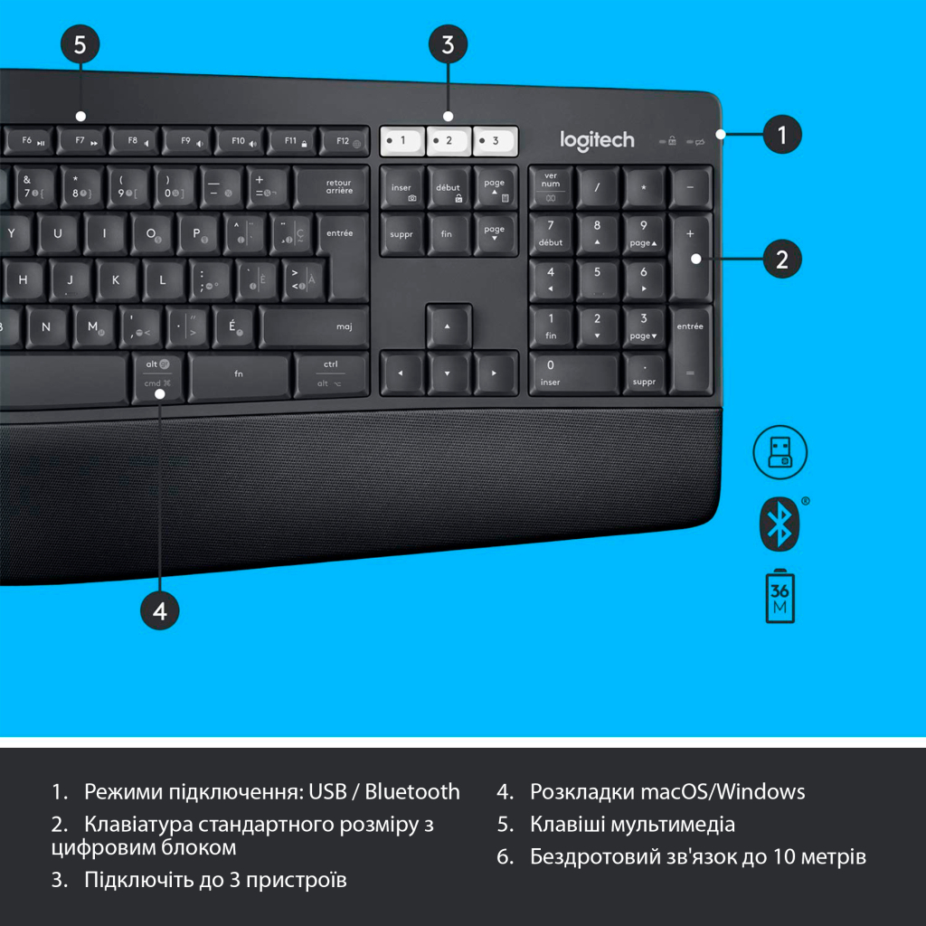 Комплект Logitech MK850 Performance Wireless UA (920-008226) - 7
