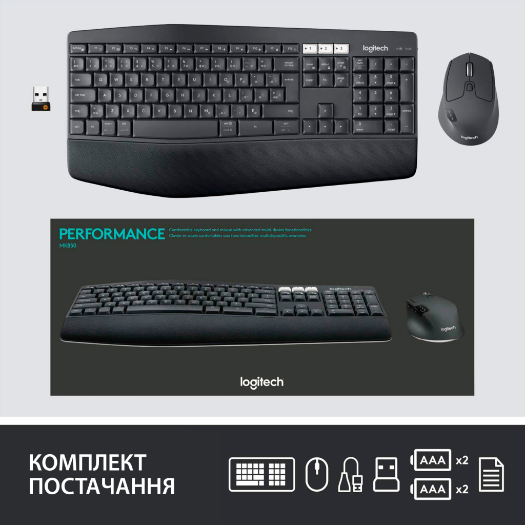 Комплект Logitech MK850 Performance Wireless UA (920-008226) - 9