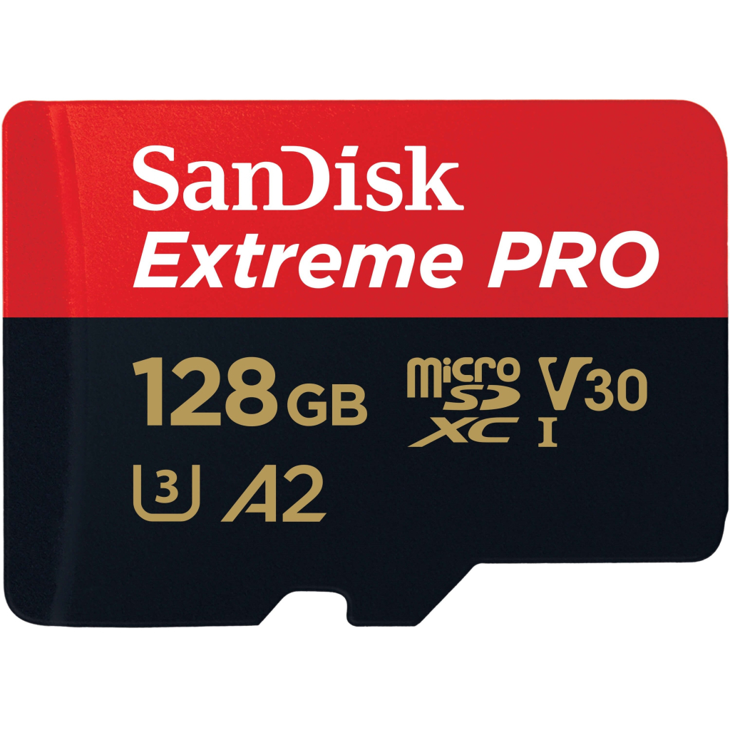 Карта памяти SanDisk 128 GB microSDXC UHS-I U3 Extreme Pro+SD Adapter (SDSQXCD-128G-GN6MA) - 1