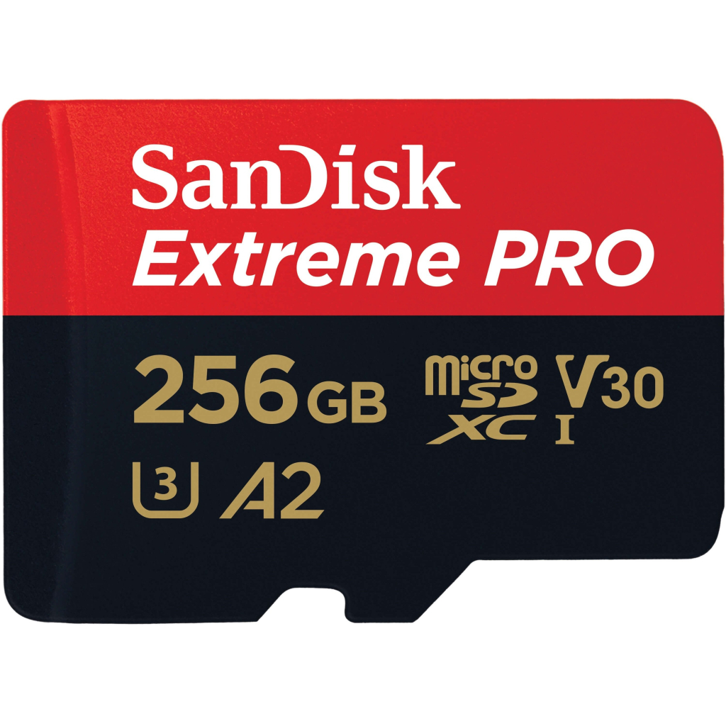 Карта памяти SanDisk 256 GB microSDXC UHS-I U3 Extreme Pro+SD Adapter (SDSQXCD-256G-GN6MA) - 1