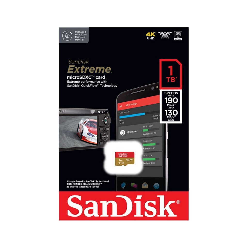 Карта памяти SanDisk 1 TB microSDXC UHS-I U3 V30 A2 Extreme (SDSQXAV-1T00-GN6MN) - 1
