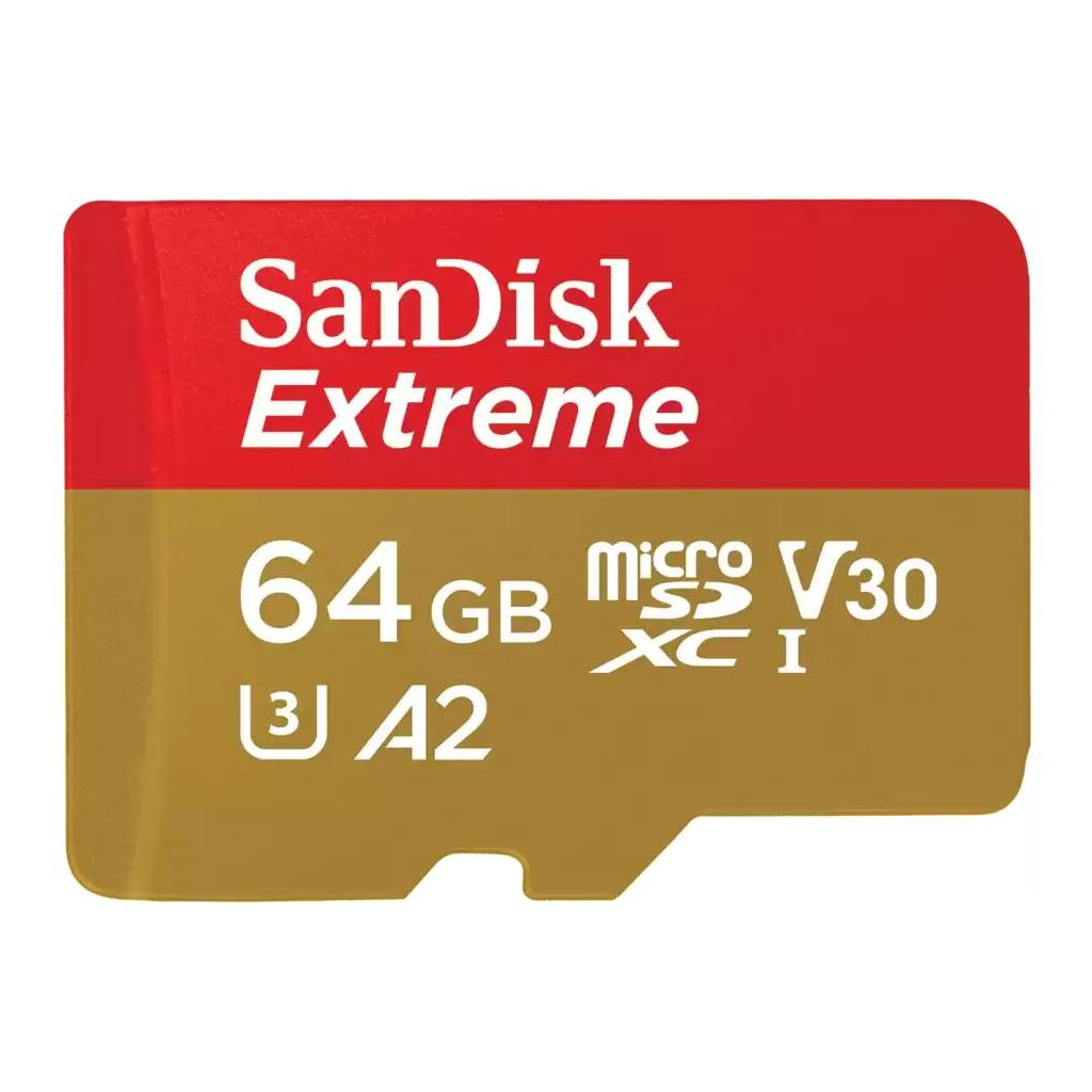 Карта памяти SanDisk 64GB microSDXC UHS-I U3 V30 A2 Extreme (SDSQXAH-064G-GN6GN)