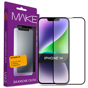Стекло защитное MAKE Apple iPhone 14 (MGF-AI14)