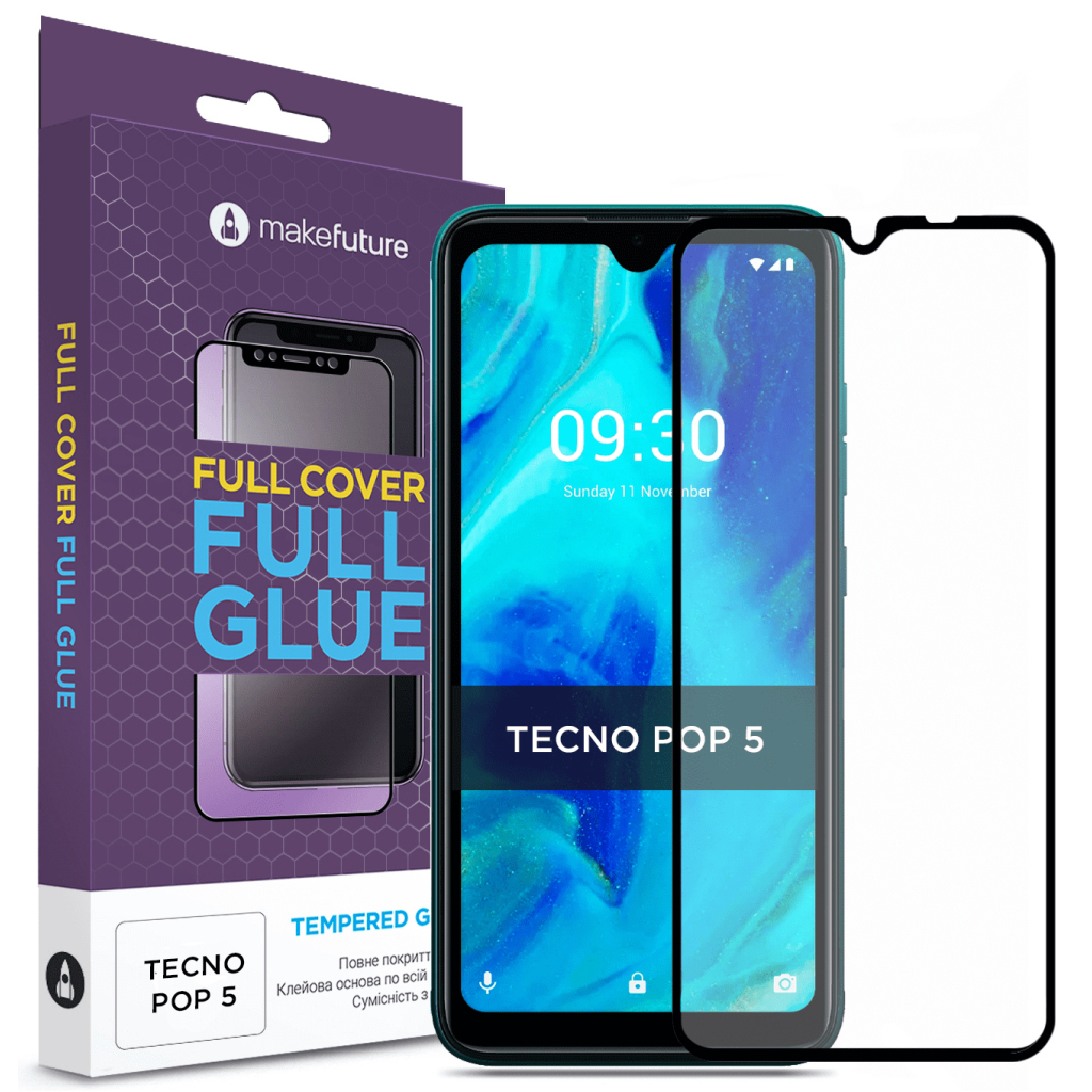Стекло защитное MAKE Tecno Pop 5 (MGF-TP5)