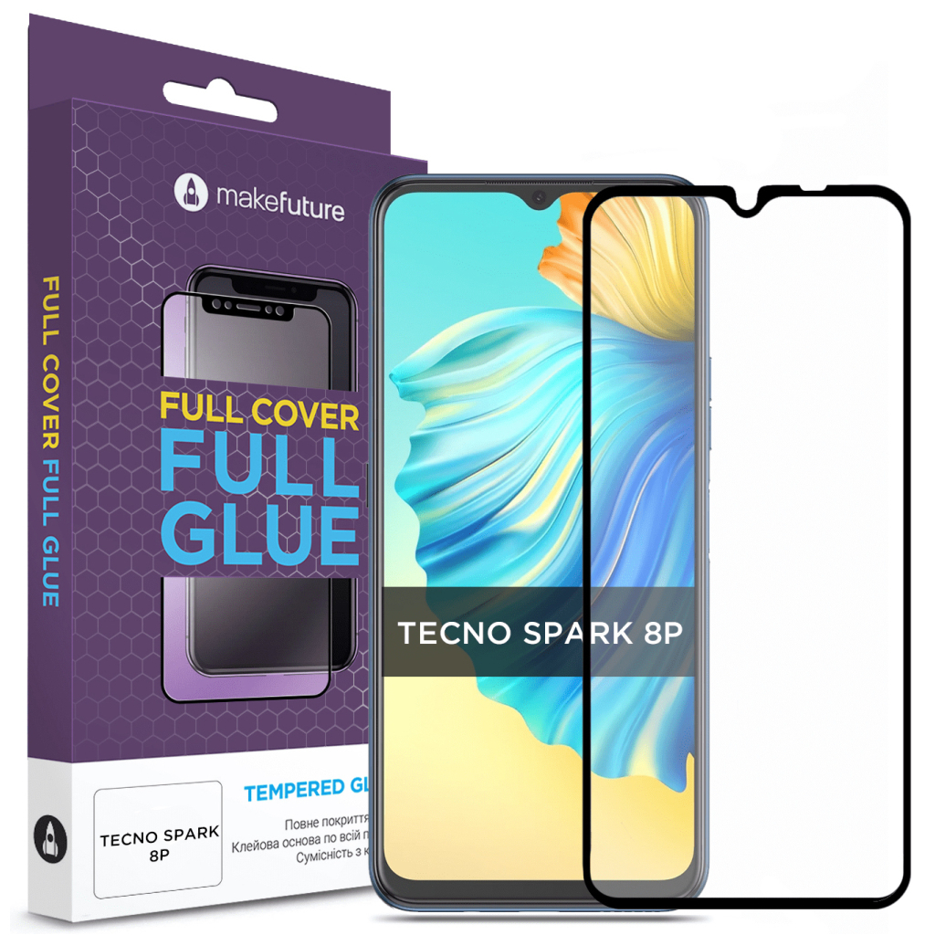 Стекло защитное MAKE Tecno Spark 8p (MGF-TS8P)