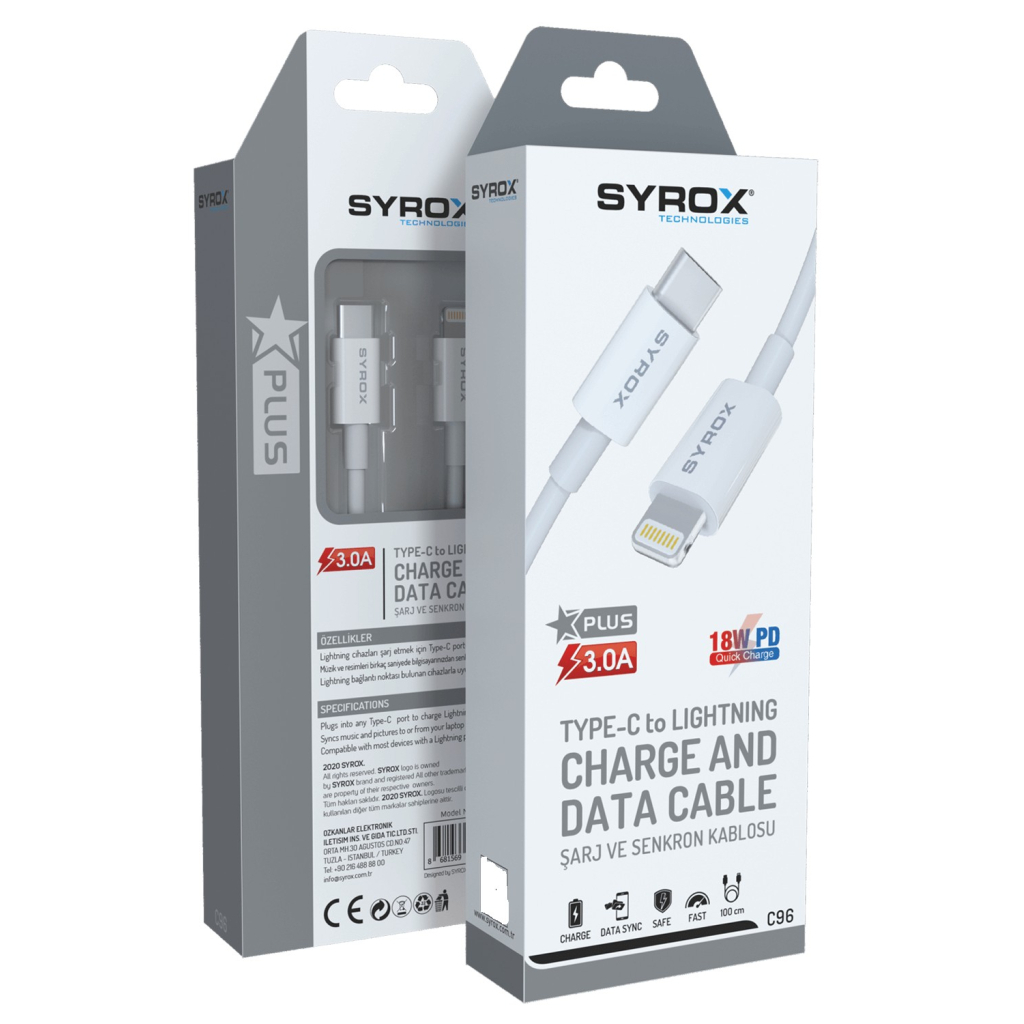 Дата кабель USB-С to Lightning 18В 3.0A Syrox (С96) - 1 Дата кабель USB-С to Lightning 18В 3.0A Syrox (С96) - 1
