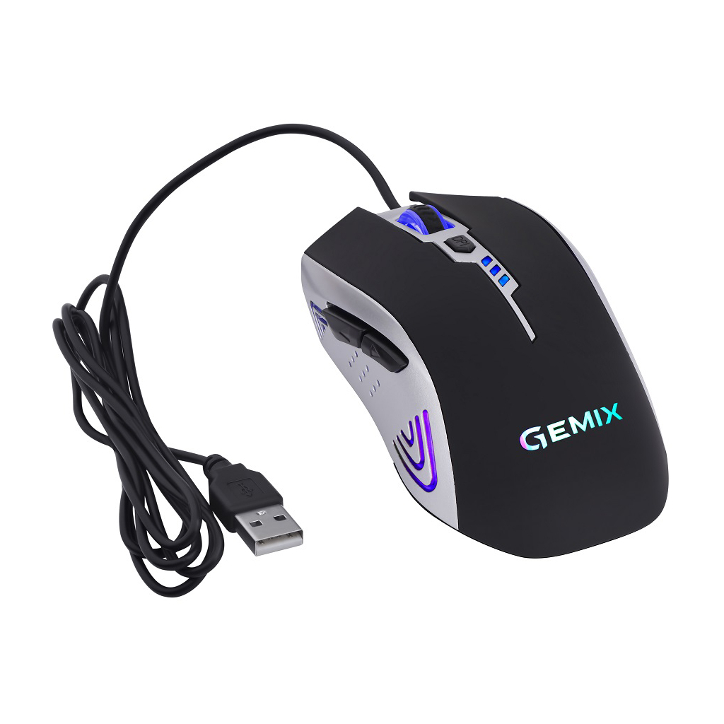 Мышка Gemix W100 USB Black/Gray + ігрова поверхня (W100Combo) - 5 Мышка Gemix W100 USB Black/Gray + ігрова поверхня (W100Combo) - 5