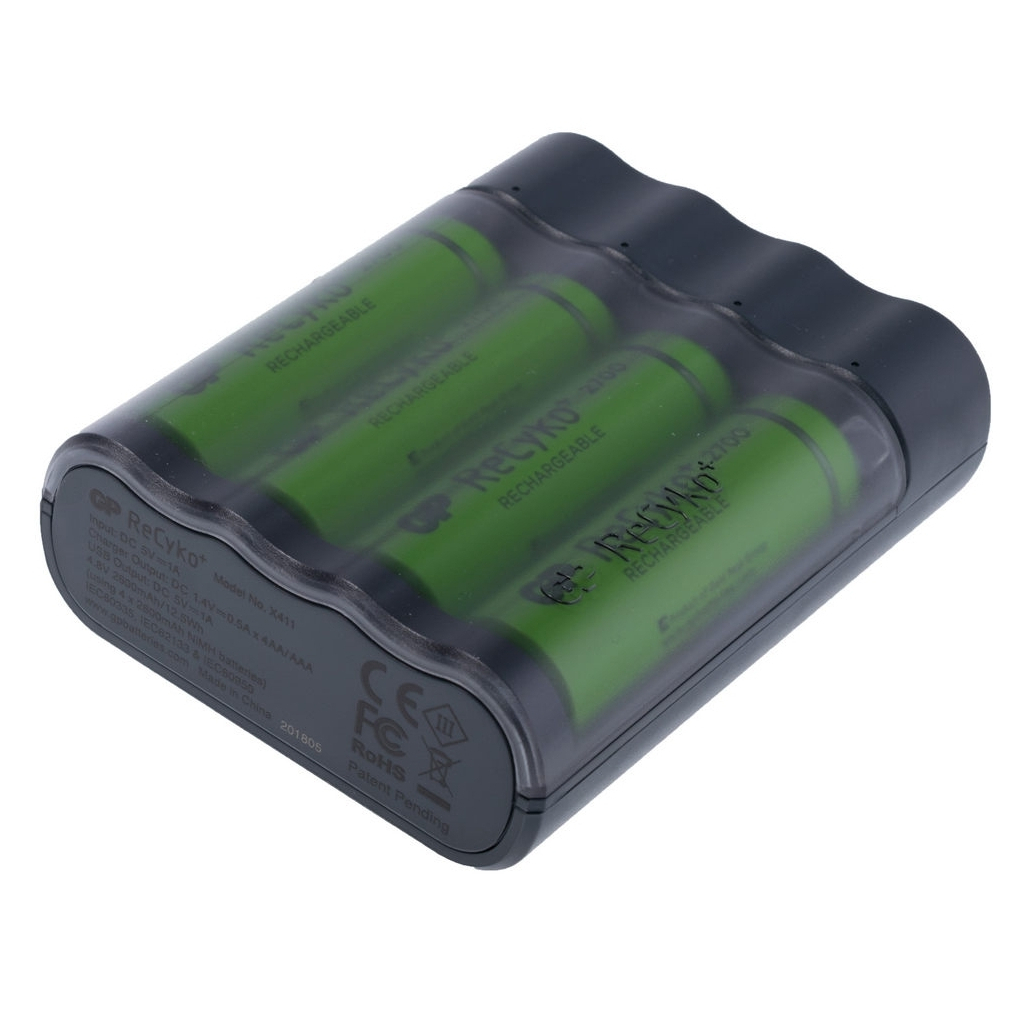 Зарядное устройство для аккумуляторов Gp GPX411 + AA 2700mAh*4 with function Power Bank, + USB cable (270AAHCE-2EAB4) - 1