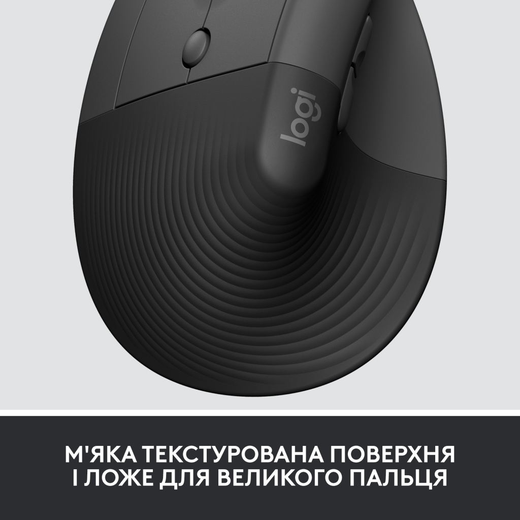 Мышка Logitech Lift Left Vertical Ergonomic Wireless/Bluetooth for Business Graphite (910-006495) - 2