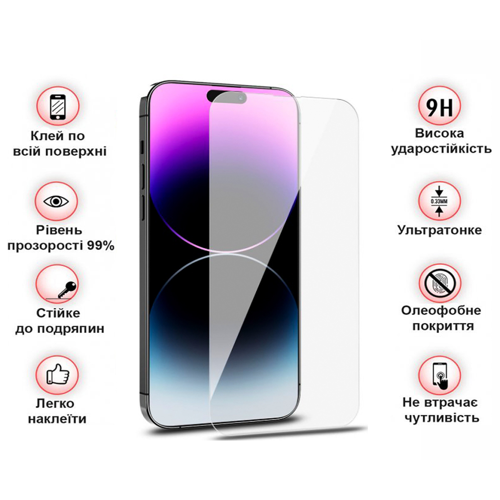 Стекло защитное BeCover Apple iPhone 14 Pro Max 3D Crystal Clear Glass (708087) - 2