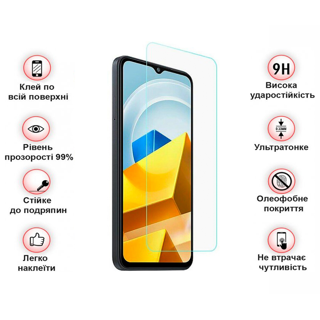Стекло защитное BeCover Poco M5 4G 3D Crystal Clear Glass (708097) - 2