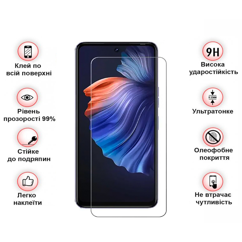 Стекло защитное BeCover Tecno Camon 19 Neo (CH6i) 3D Crystal Clear Glass (708134) - 2