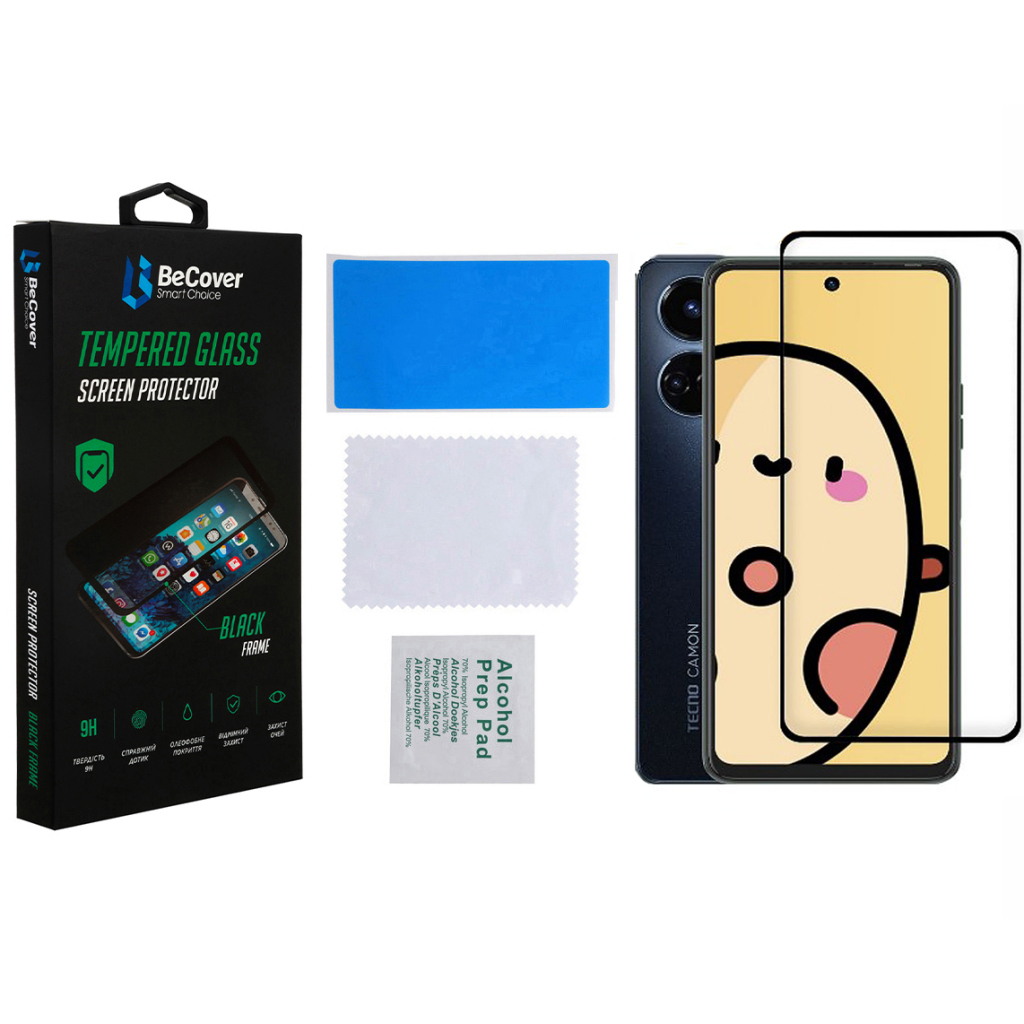 Стекло защитное BeCover Tecno Camon 19 Neo (CH6i) Black (708168) - 1
