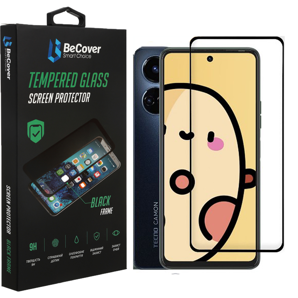 Стекло защитное BeCover Tecno Camon 19 Neo (CH6i) Black (708168)