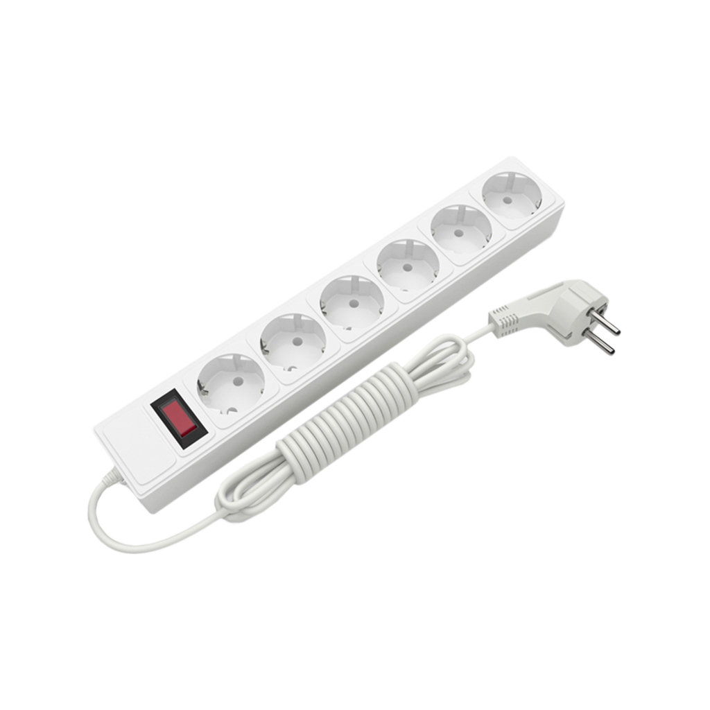 Сетевой удлинитель Electrum C-ES-1893 3.0m, 6 роз, white (C-ES-1893)