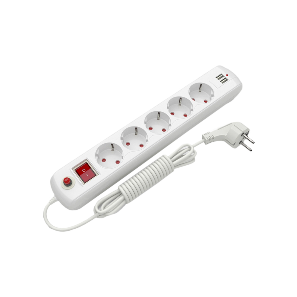 Сетевой удлинитель Electrum C-ES-1879 1.5m, 5 роз, 2 USB, white (C-ES-1879) Сетевой удлинитель Electrum C-ES-1879 1.5m, 5 роз, 2 USB, white (C-ES-1879)