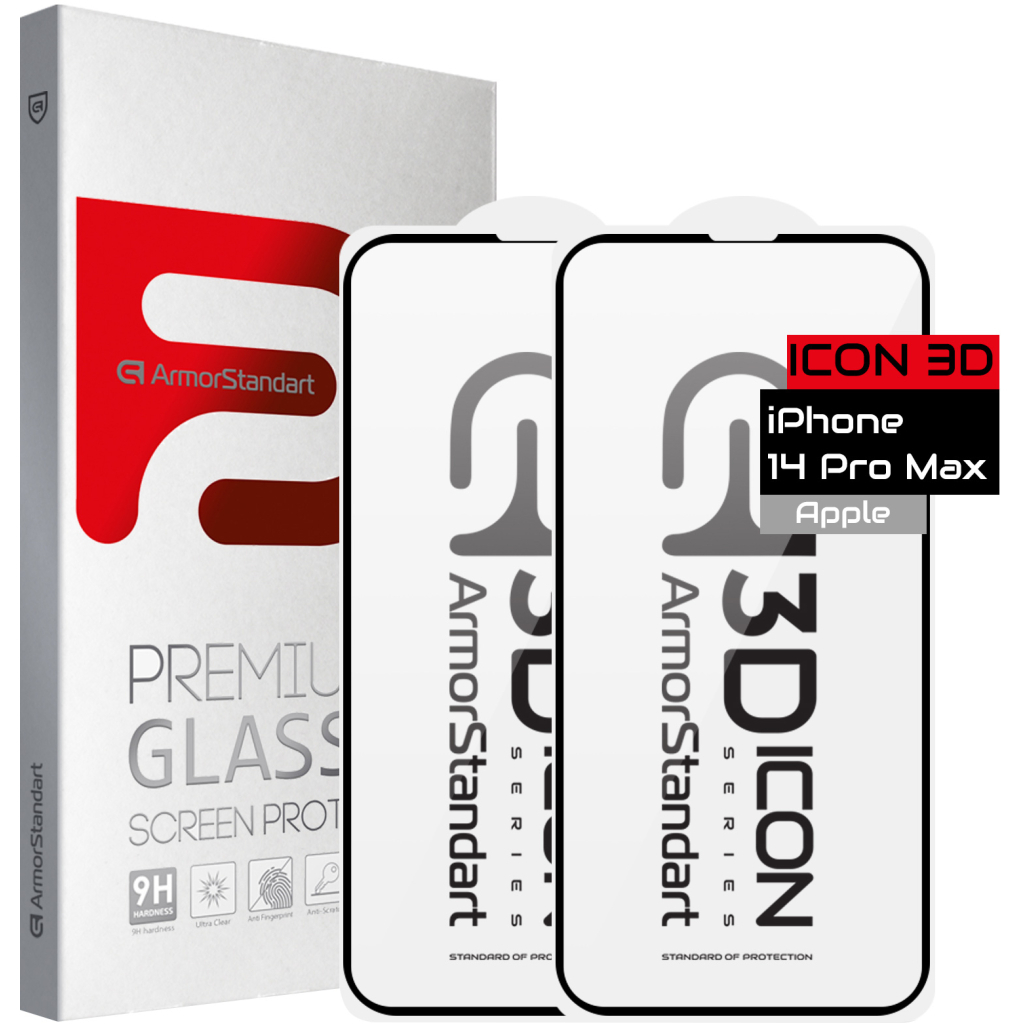 Стекло защитное Armorstandart Icon 3D iPhone 14 Pro Max Black 2 шт. (ARM65335)