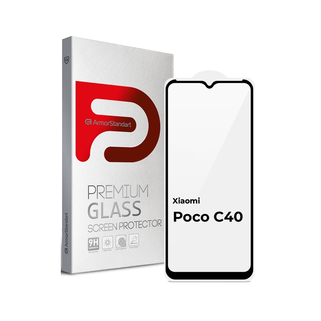 Стекло защитное Armorstandart Full Glue Xiaomi Poco C40 Black (ARM62954)
