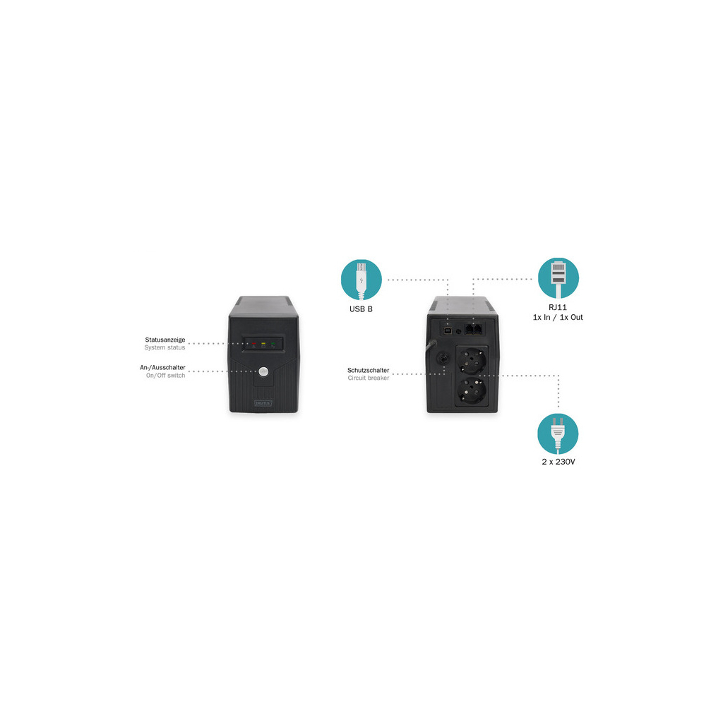 Источник бесперебойного питания Digitus 600VA DN-170063 (DN-170063) - 3 Источник бесперебойного питания Digitus 600VA DN-170063 (DN-170063) - 3