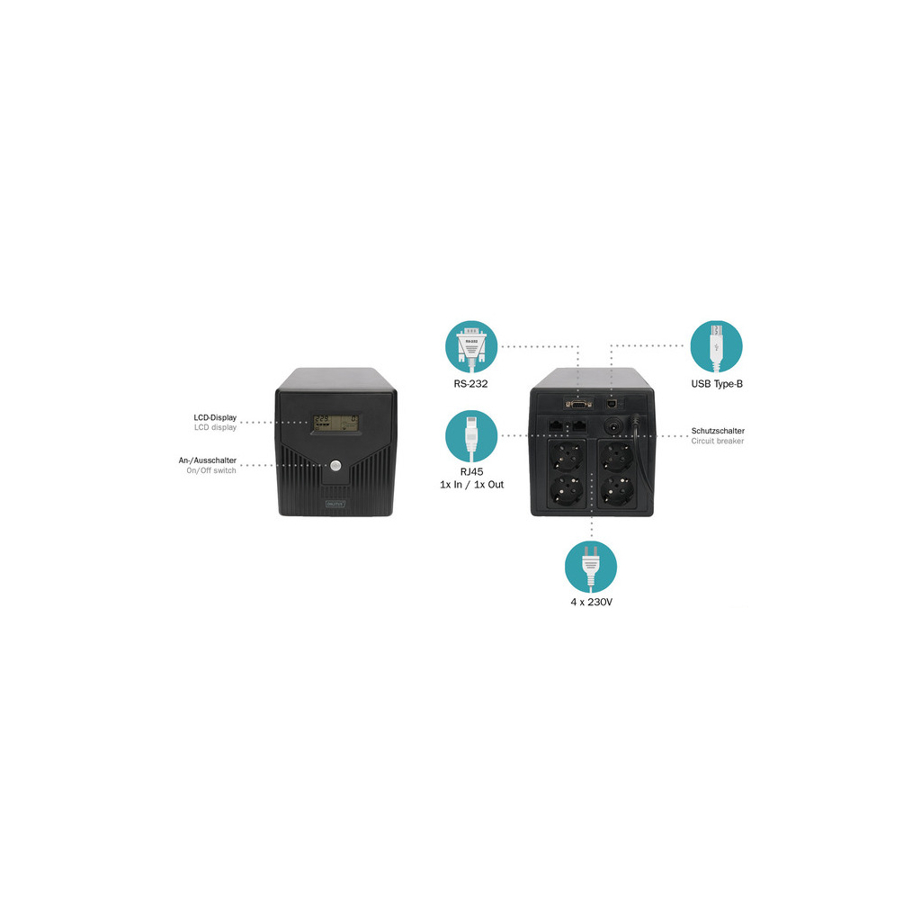 Источник бесперебойного питания Digitus 1000VA DN-170074 (DN-170074) - 3 Источник бесперебойного питания Digitus 1000VA DN-170074 (DN-170074) - 3