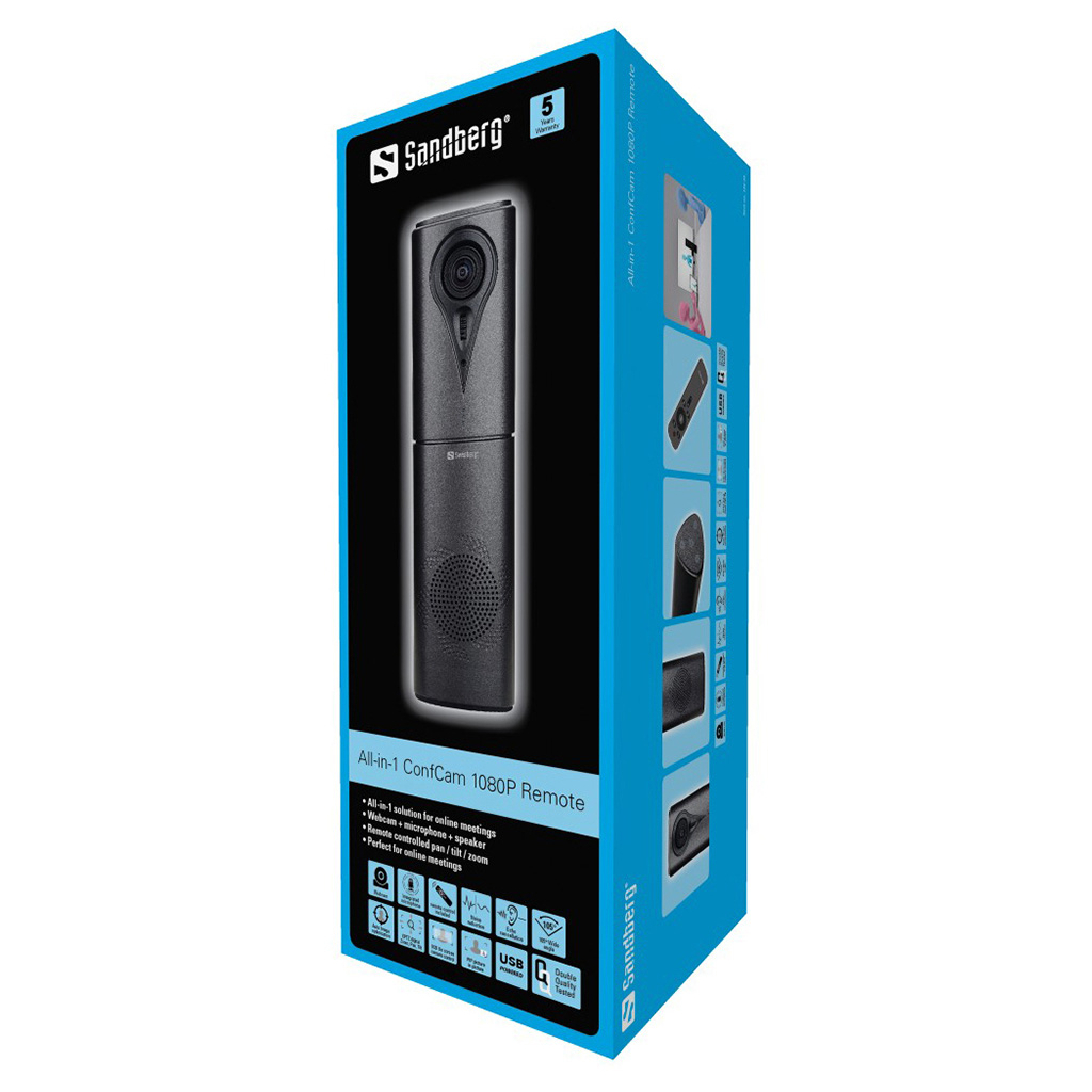 Веб-камера Sandberg All-in-1 ConfCam 1080P Remote Black (134-23) - 5