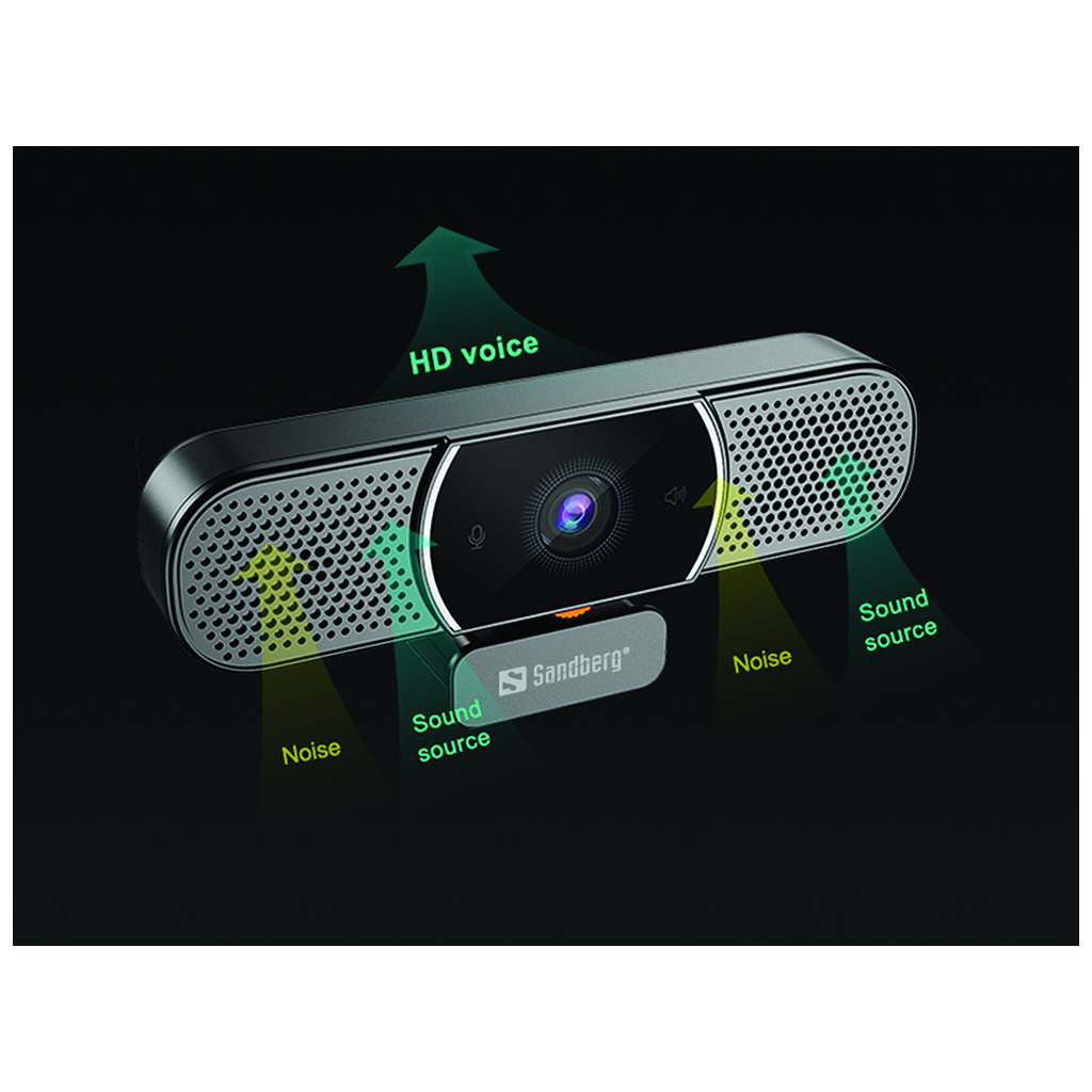Веб-камера Sandberg All-in-1 Webcam 2K HD Speaker Black (134-37) - 6