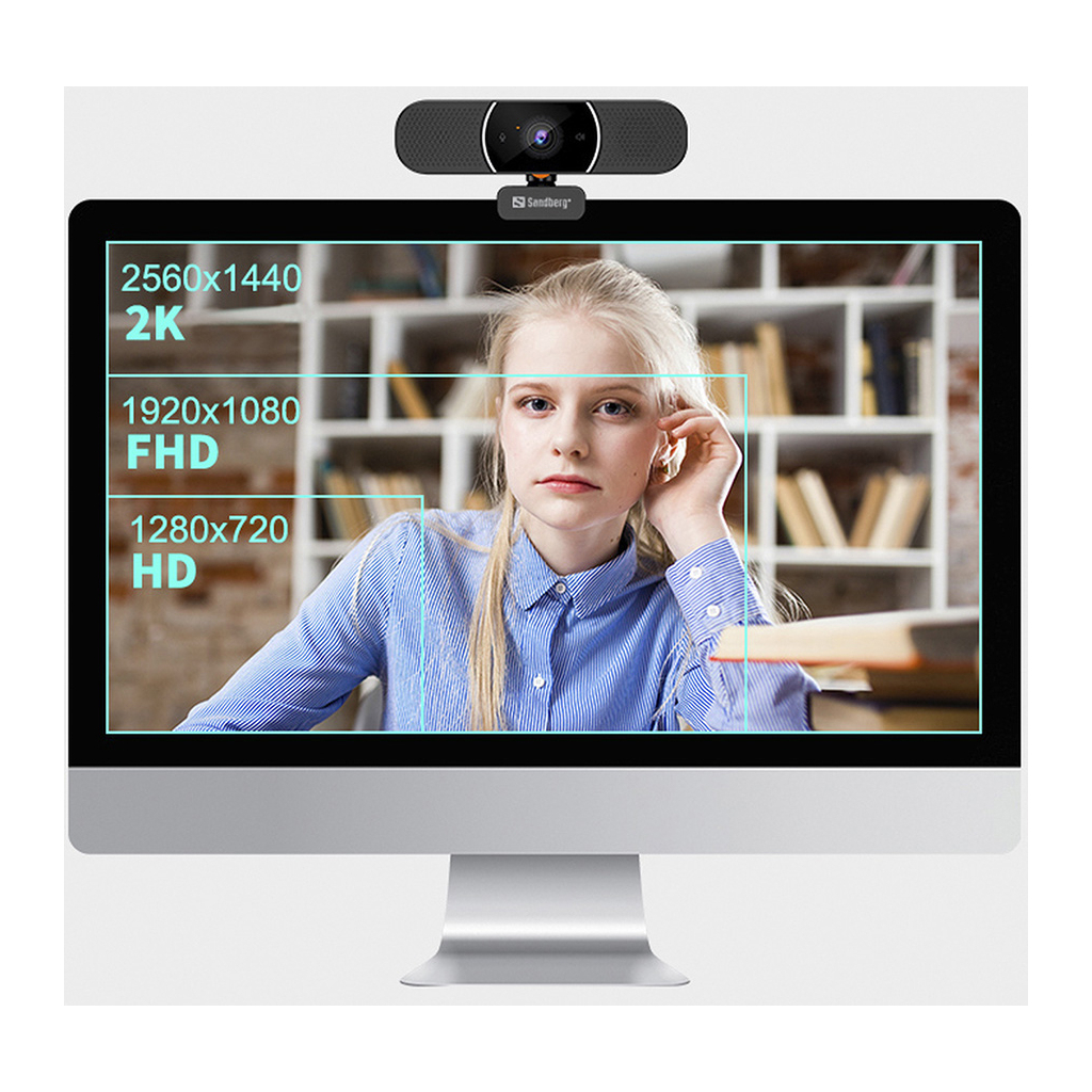 Веб-камера Sandberg All-in-1 Webcam 2K HD Speaker Black (134-37) - 7